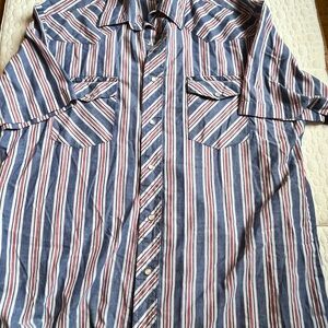 Rustler Men's Blue and Red Striped Shirt